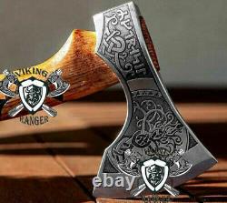 Custom Hand Forged Carbon Steel Viking Gift Axe Come With Leather Sheath USA
