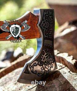 Custom Hand Forged Carbon Steel Viking Gift Axe Come With Leather Sheath USA