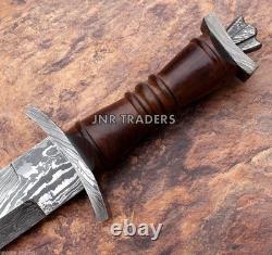 Custom Hand-Forged Damascus Steel Viking Long Sword Battle Ready With Sheath