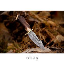 Custom Hand Forged Stag Horn Damascus Steel Bowie Knife Hunting Bowie Knife USA