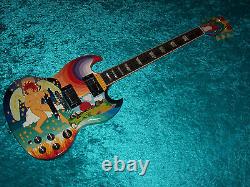Custom Hand Painted Gibson Les Paul guitar vintage design made in USA American
