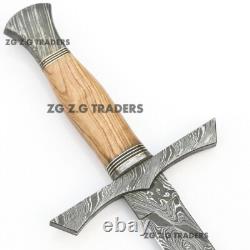 Custom Handmade Battle Ready Full Tang Damascus Sword with Sheath
