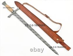 Custom Handmade Battle Ready Full Tang Damascus Sword with Sheath