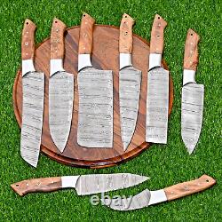 Custom Handmade CHEF KNIFE Set Kitchen Knives Cutlery Forged Damascus Steel 1554