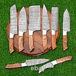 Custom Handmade CHEF KNIFE Set Kitchen Knives Cutlery Forged Damascus Steel 1554
