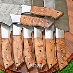 Custom Handmade CHEF KNIFE Set Kitchen Knives Cutlery Forged Damascus Steel 1554