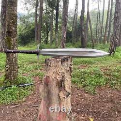 Custom Handmade Carbon Steel Blade Celtic Leaf Sword Hunting Sword Camping