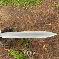 Custom Handmade Carbon Steel Blade Celtic Leaf Sword Hunting Sword Camping