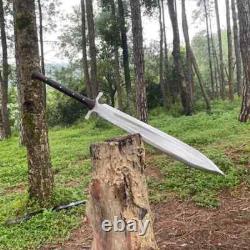 Custom Handmade Carbon Steel Blade Celtic Leaf Sword Hunting Sword Camping