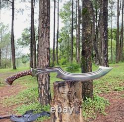 Custom Handmade Carbon Steel Blade Survival Khopesh Sword Hunting Sword Camping