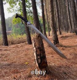 Custom Handmade Carbon Steel Blade Tactical Machete Sword Hunting Sword Camping