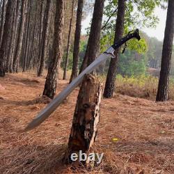 Custom Handmade Carbon Steel Blade Tactical Machete Sword Hunting Sword Camping