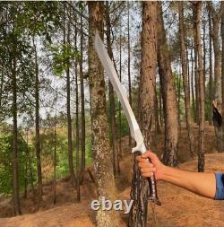 Custom Handmade Carbon Steel Blade Tactical Machete Sword Hunting Sword Camping