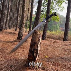 Custom Handmade Carbon Steel Blade Tactical Machete Sword Hunting Sword Camping