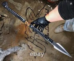 Custom Handmade Carbon Steel Blade Traditional Viking Spear With Micarta Handle