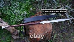 Custom Handmade Carbon Steel Blade Viking Spear Sword Hunting Sword Camping