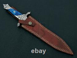 Custom Handmade D2 Steel With Etching 16 Hunting Dagger Knife acrylic handle