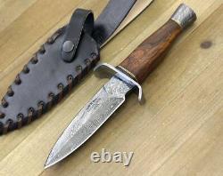 Custom Handmade Forged Damascus Double Edge Dagger Fix Blade Knife + Sheath