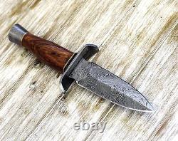 Custom Handmade Forged Damascus Double Edge Dagger Fix Blade Knife + Sheath