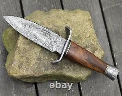 Custom Handmade Forged Damascus Double Edge Dagger Fix Blade Knife + Sheath