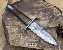 Custom Handmade Forged Damascus Double Edge Dagger Fix Blade Knife + Sheath