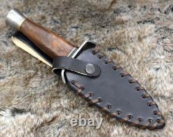 Custom Handmade Forged Damascus Double Edge Dagger Fix Blade Knife + Sheath