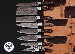 Custom Handmade Forged Damascus Steel Chef Knife Set Kitchen Knives Set Zs 46