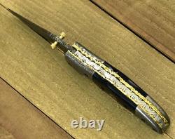 Custom Handmade Forged Damascus Steel Edc Pocket Folding Blade Knife + Sheath