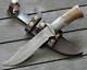 Custom Handmade Forged Damascus Steel Hunting Bowie Fix Blade Knife + Sheath