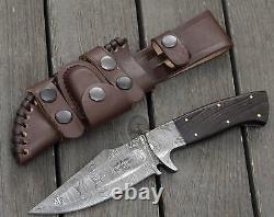 Custom Handmade Forged Damascus Steel Hunting Camp Survival Knife + Sheath