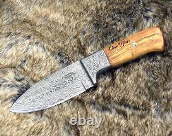 Custom Handmade Forged Damascus Steel Hunting Camp Survival Knife + Sheath