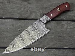 Custom Handmade Forged Damascus Steel Pro Chef Kitchen Fix Blade Knife + Sheath