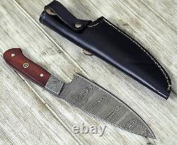 Custom Handmade Forged Damascus Steel Pro Chef Kitchen Fix Blade Knife + Sheath