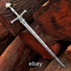 Custom Handmade King Solomon Damascus Steel Sword, Crusader Medieval Sword