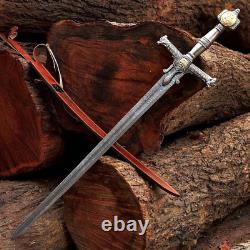 Custom Handmade King Solomon Damascus Steel Sword, Crusader Medieval Sword