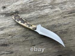 Custom Handmade Sharpfinger Style Knife Full Tang D2 Steel Sheep Horn USA
