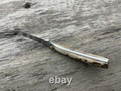 Custom Handmade Sharpfinger Style Knife Full Tang D2 Steel Sheep Horn USA