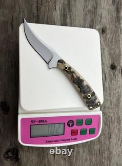 Custom Handmade Sharpfinger Style Knife Full Tang D2 Steel Sheep Horn USA