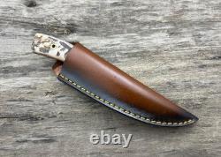 Custom Handmade Sharpfinger Style Knife Full Tang D2 Steel Sheep Horn USA