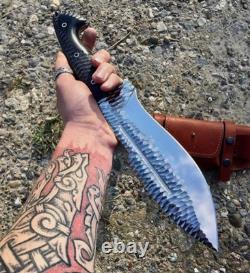 Custom Handmade Steel D2 Bowie Knife Handle Made By Black Sheet