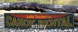 Custom Lake House Canoe Rental Sign Rustic Hand Made Vintage Wooden