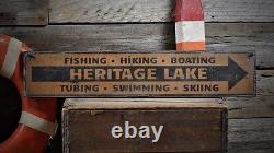 Custom Lake House Fishing Boating Sign -Rustic Hand Made Vintage Wood