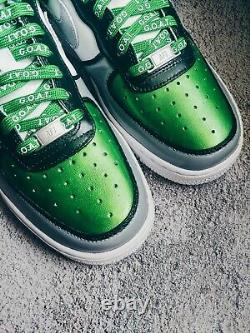 Custom Nike Air Force 1s Emerald Grey Silver Premium GOAT Laces Mens Womens Sz