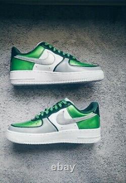 Custom Nike Air Force 1s Emerald Grey Silver Premium GOAT Laces Mens Womens Sz