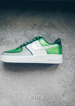 Custom Nike Air Force 1s Emerald Grey Silver Premium GOAT Laces Mens Womens Sz