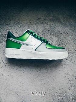 Custom Nike Air Force 1s Emerald Grey Silver Premium GOAT Laces Mens Womens Sz