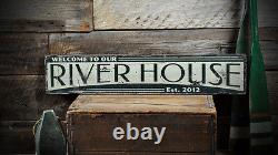 Custom River House Est Date Sign Rustic Hand Made Distressed Wood