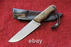 Custom USA Handmade Mike Brickman Knives Large Edc Hunting Knife Burlap Micarta