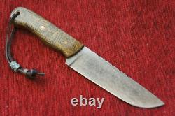 Custom USA Handmade Mike Brickman Knives Large Edc Hunting Knife Burlap Micarta