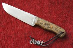Custom USA Handmade Mike Brickman Knives Large Edc Hunting Knife Burlap Micarta
